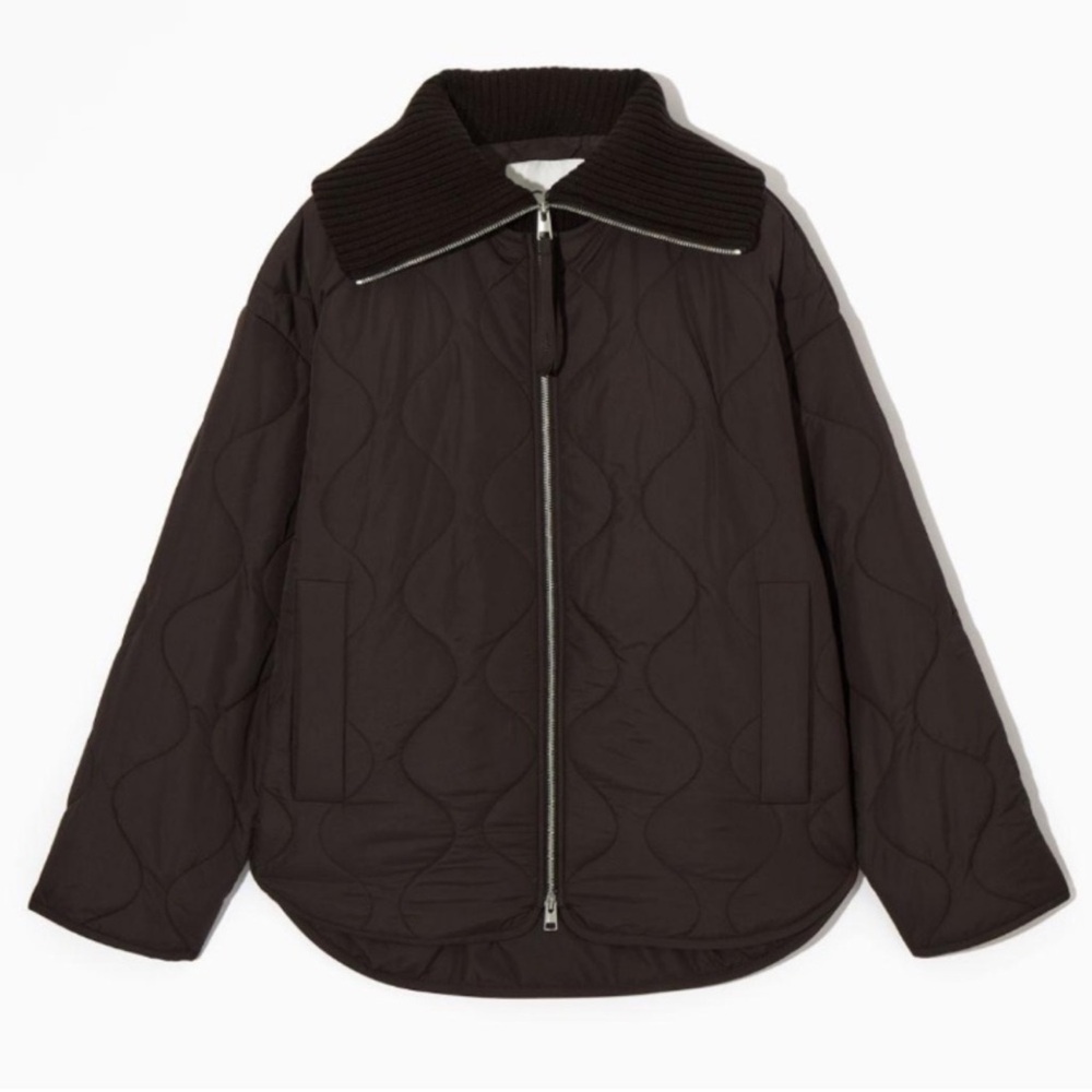 COS Brown Oversized Quilted/Knitted Jacket